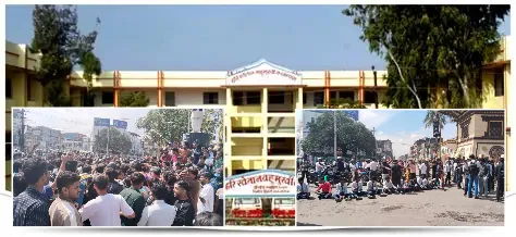 वीरगन्जमा परीक्षा रद्दपछि विद्यार्थी आन्दोलन, घण्टाघरमा टायर बालेर प्रदर्शन