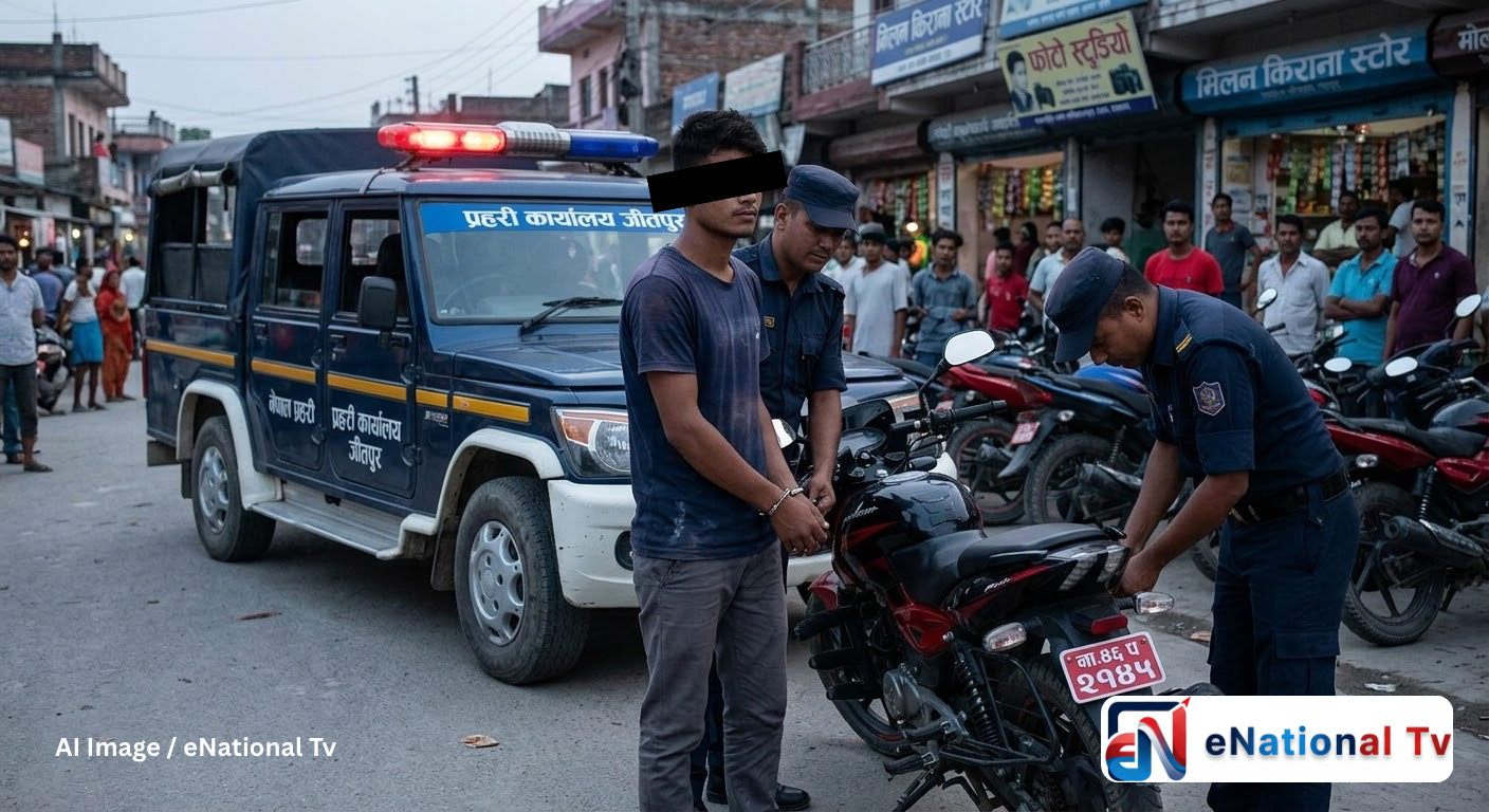 जितपुर बजारबाट कागजपत्रविहीन मोटरसाइकलसहित २१ वर्षीय युवक पक्राउ