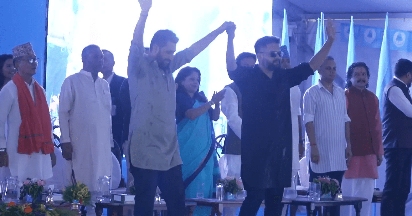 रास्वपा महाधिवेशनस्थलमा रवि लामिछाने र बालेन शाहको उपस्थिति